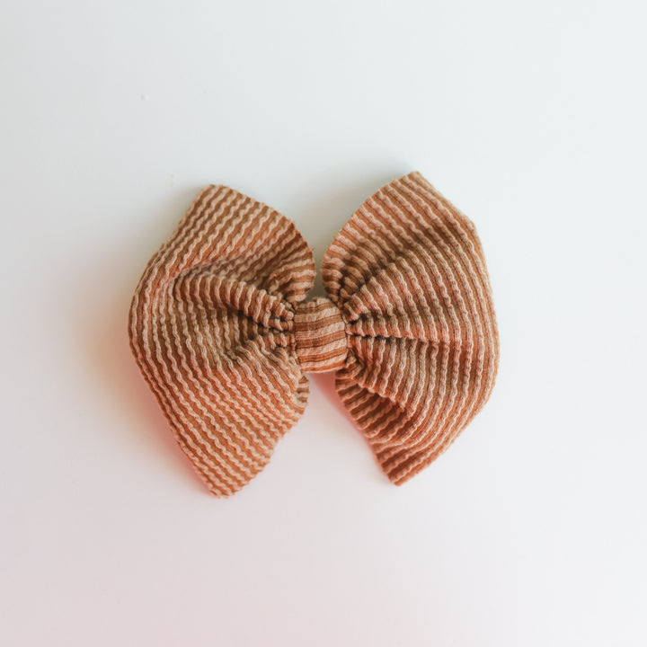 Caramel Cozy Ribbed Big + Skinny Bow