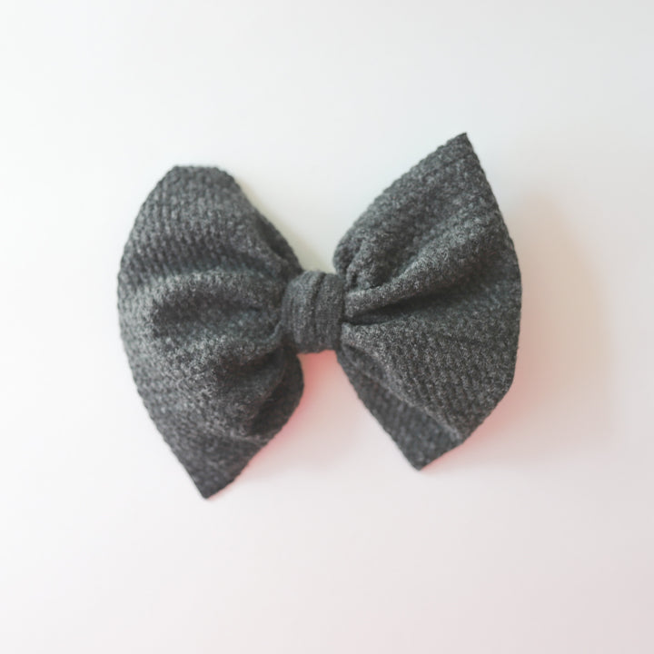 Grey Sweater Big + Skinny Bow