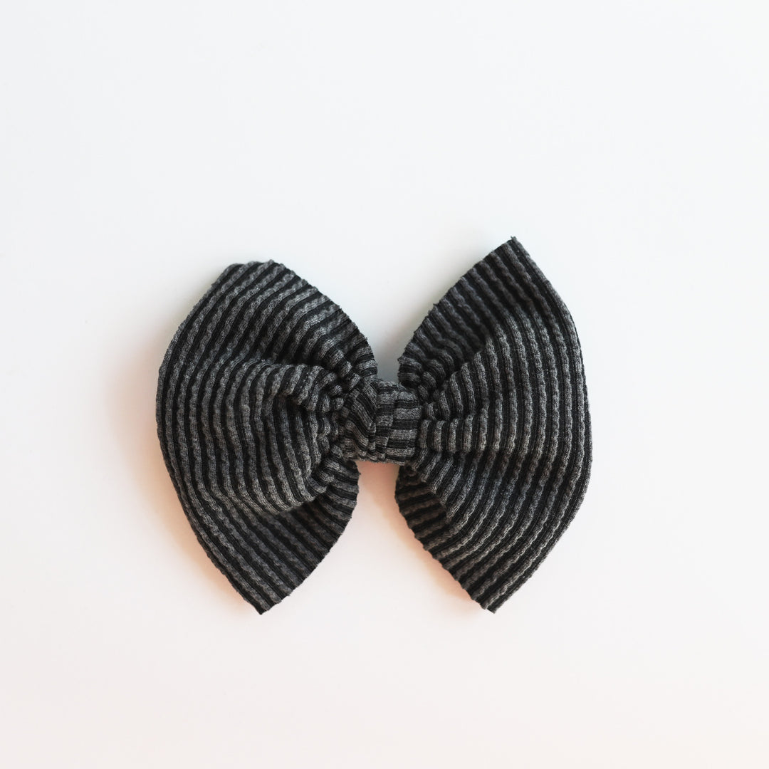 Charcoal Cozy Ribbed Big + Skinny Bow