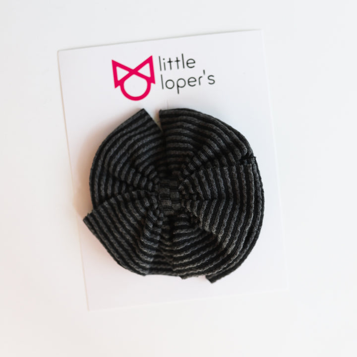 Charcoal Cozy Ribbed Big + Skinny Bow