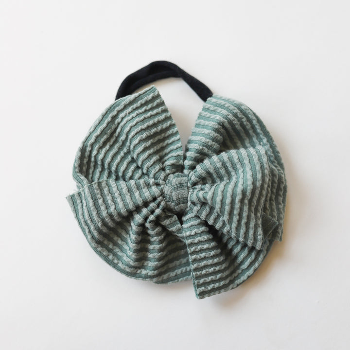 Green Cozy Ribbed Big + Skinny Bow