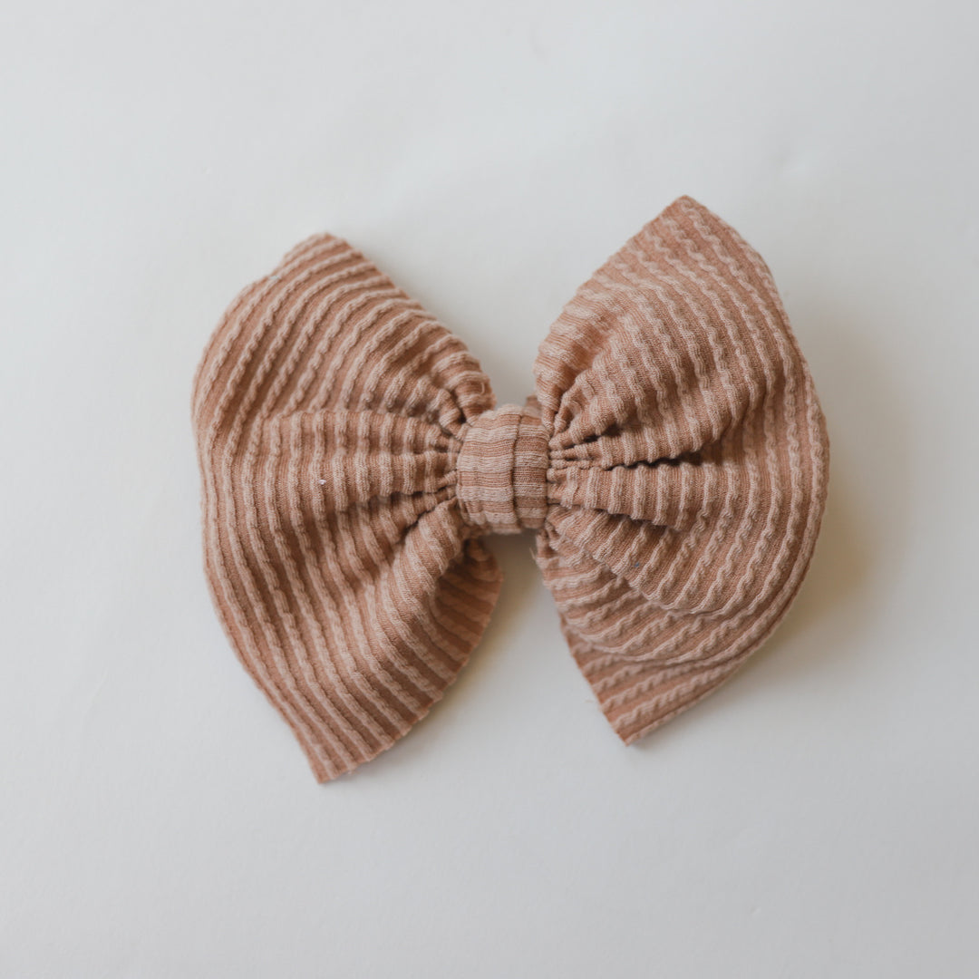 Mocha Cozy Ribbed Big + Skinny Bow