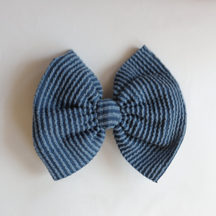 Navy Cozy Ribbed Big + Skinny Bow