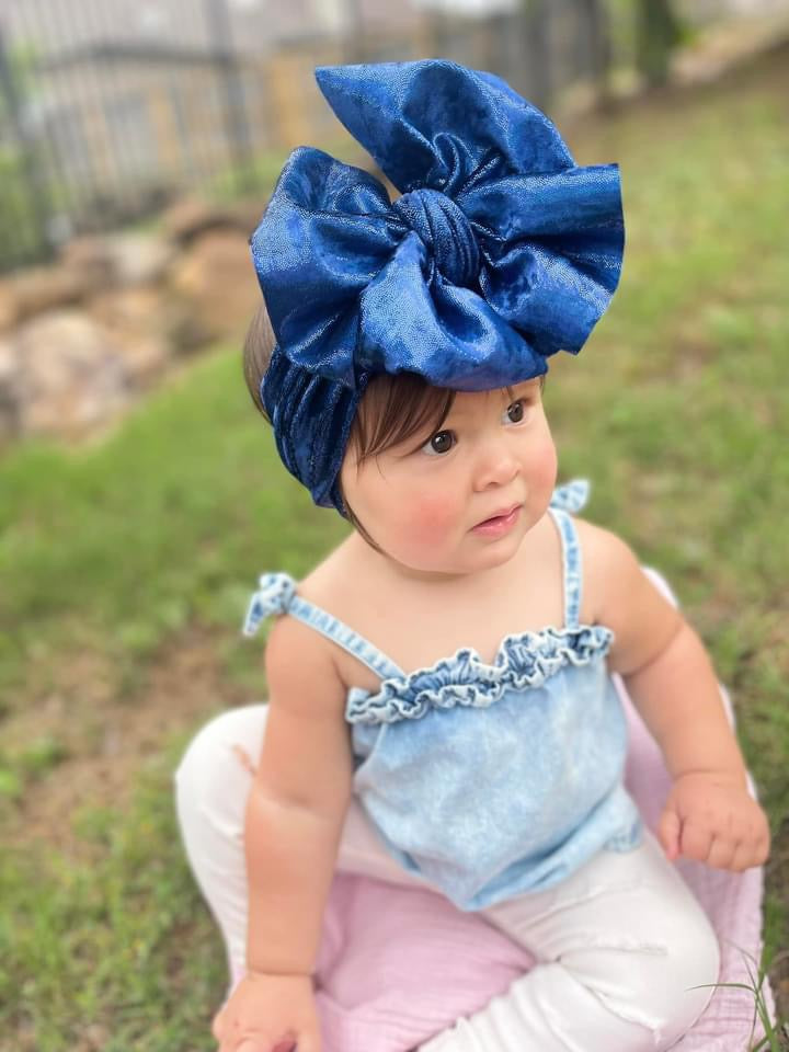 Blue Shimmery Velvet Headwrap