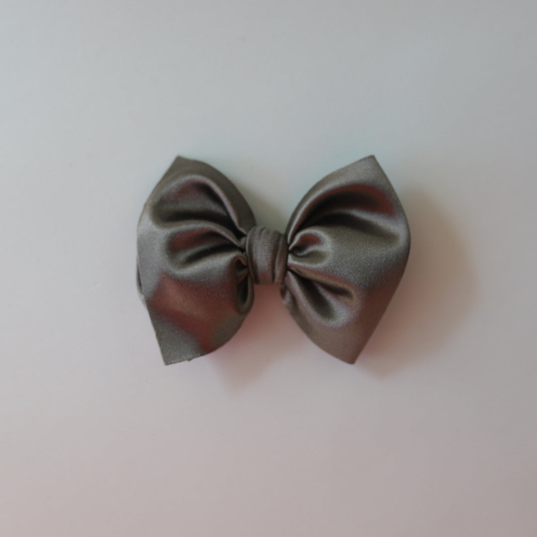 Taupe Satin Big + Skinny Bow