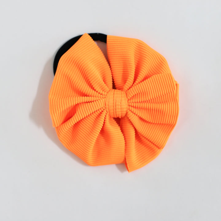 Orange Neon Ribbed Bow