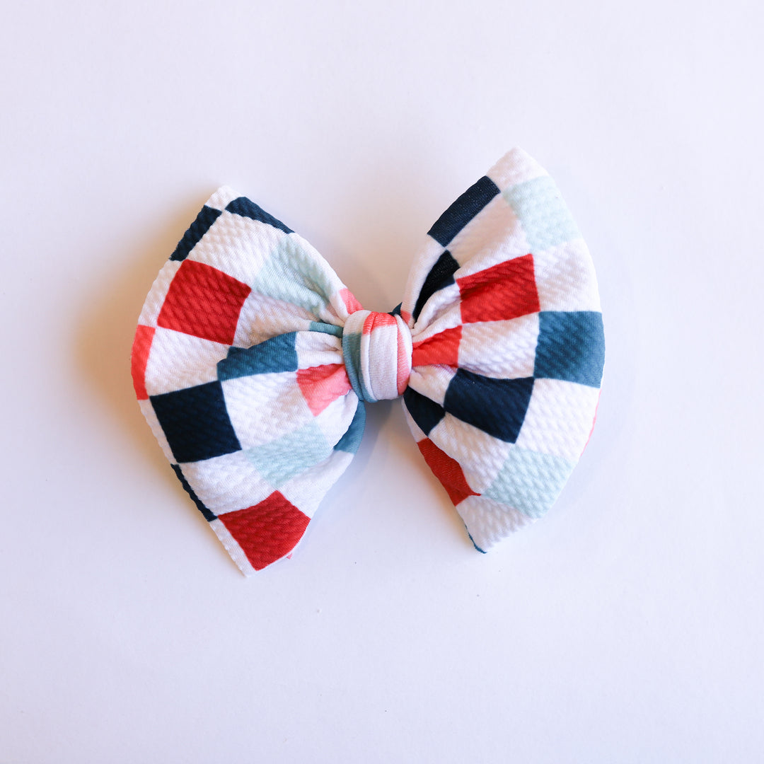 Red White and Blue Checkers Bow