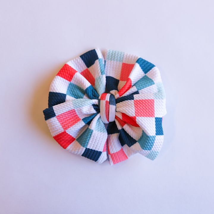 Red White and Blue Checkers Bow