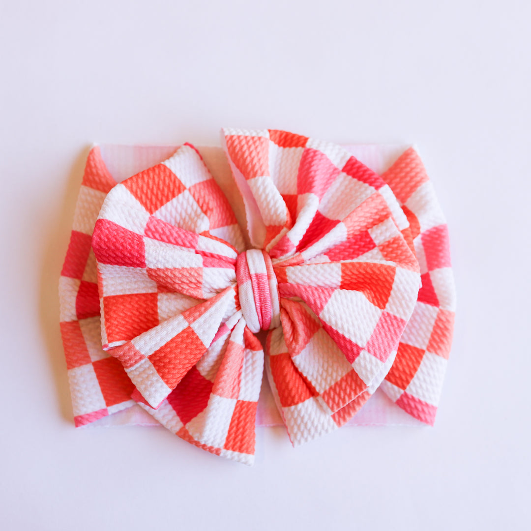 Red Peach Checkers  Headwrap