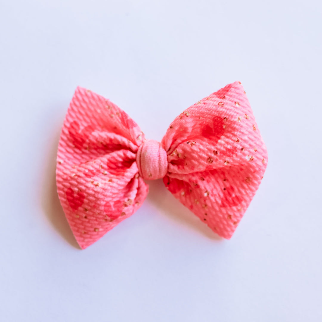 Festive Hot Pink Hearts Bow