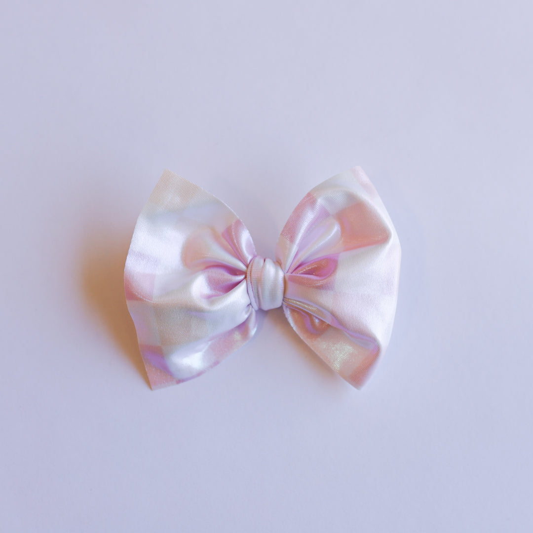 Shimmer Pink Checkers Bow