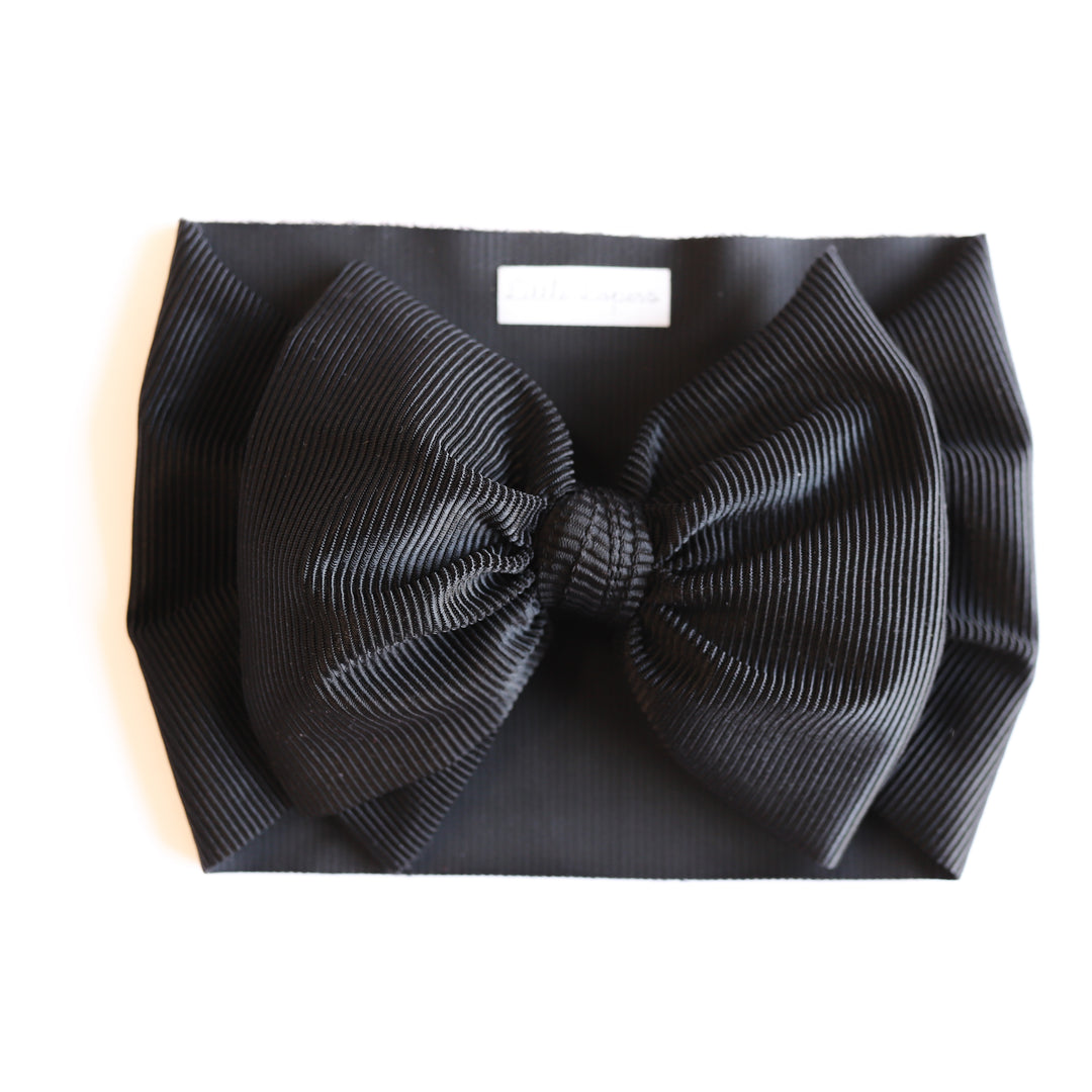 Black Swim Ribbed Headwrap