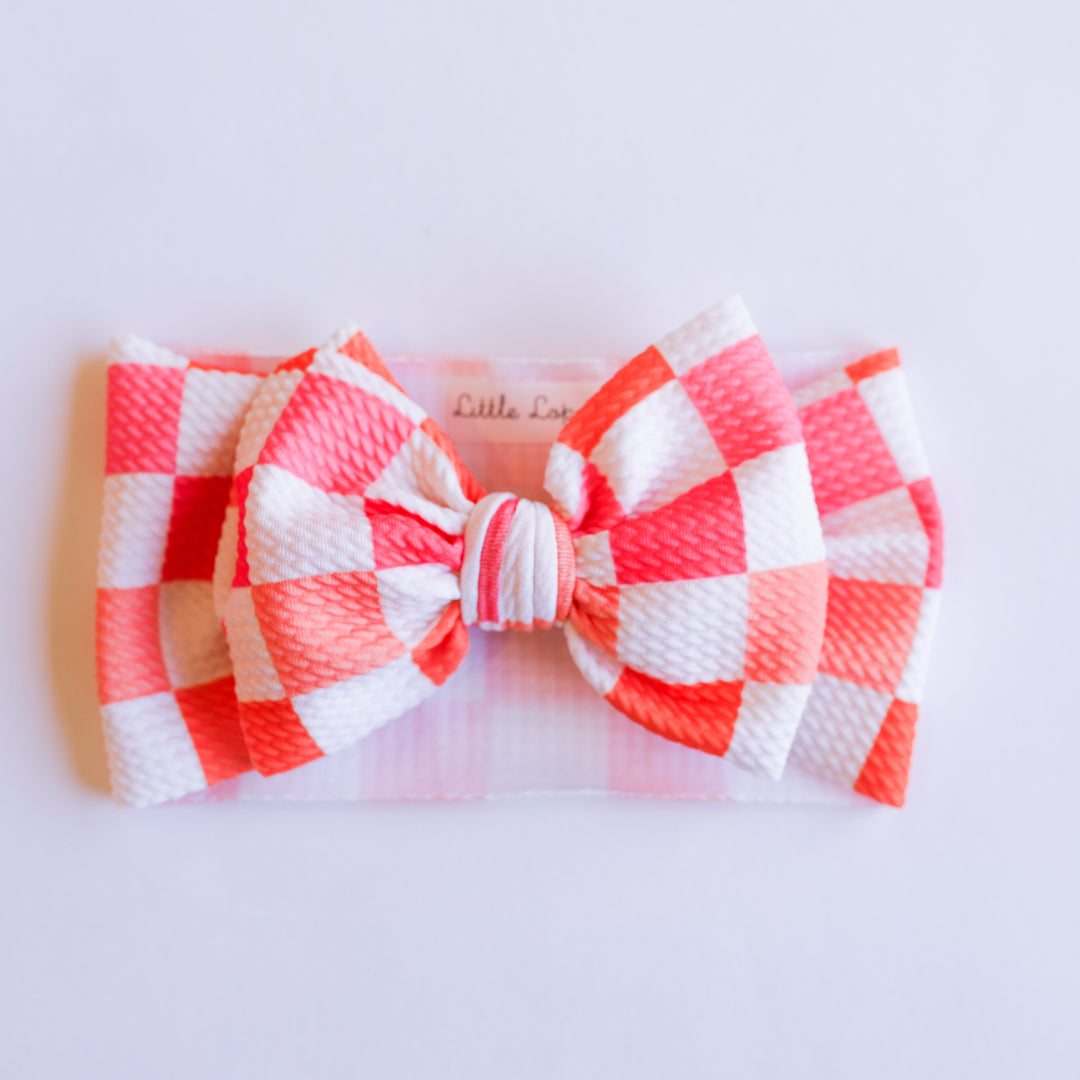 Red Peach Checkers  Headwrap