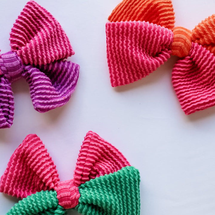 Color Block Chunky Ribbed Butterfly Bow