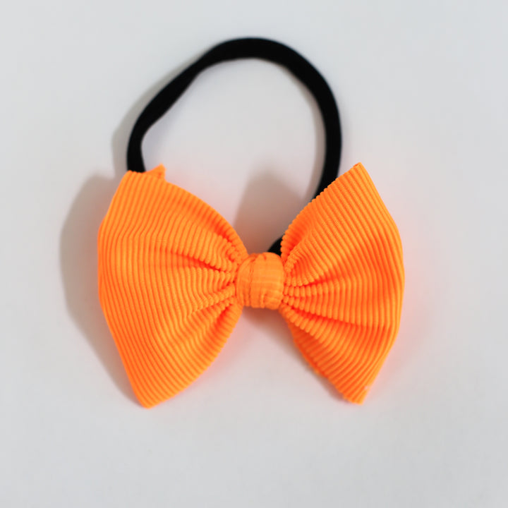 Orange Neon Ribbed Bow