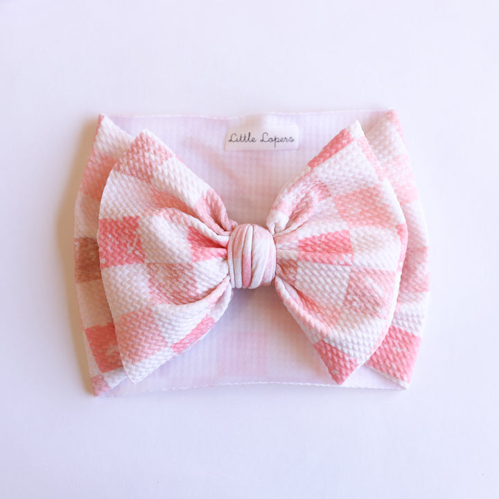 Baby Pink Checkers Headwrap