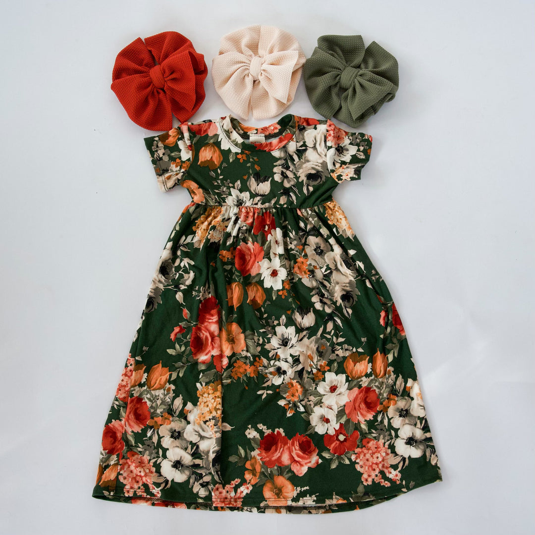 Olive Floral Midi Dress