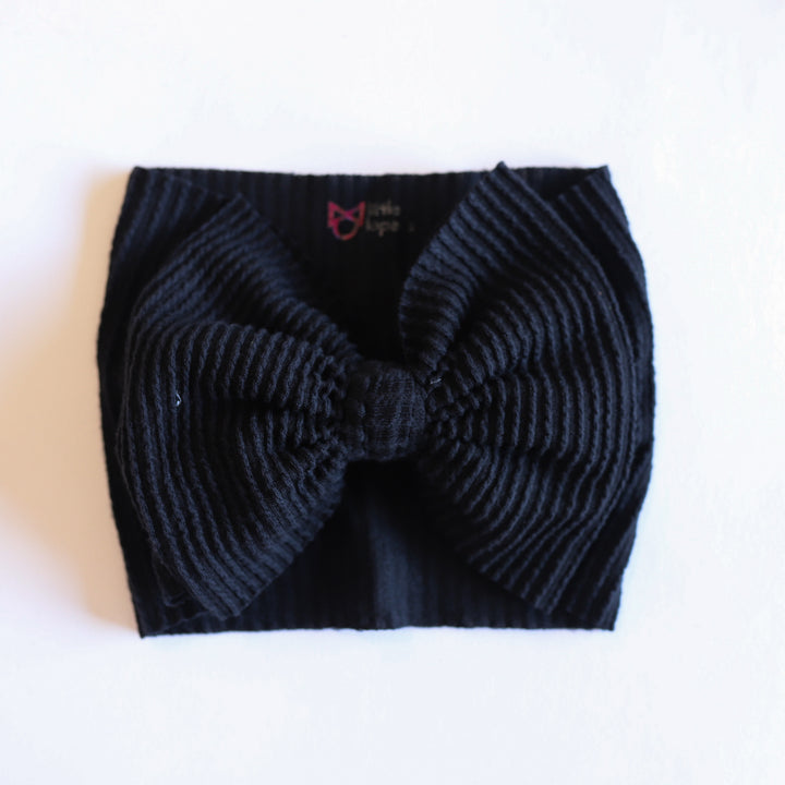 Black Ribbed Cozy Headwrap