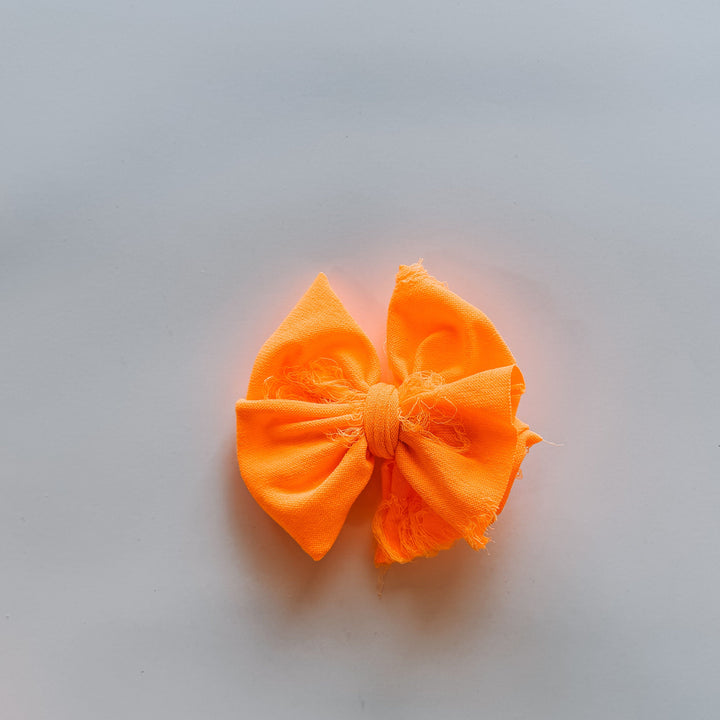 Neon Orange Distressed Bow