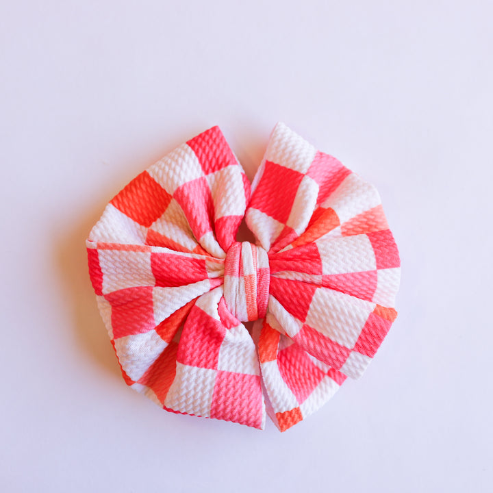 Red Peach Checkers Bow