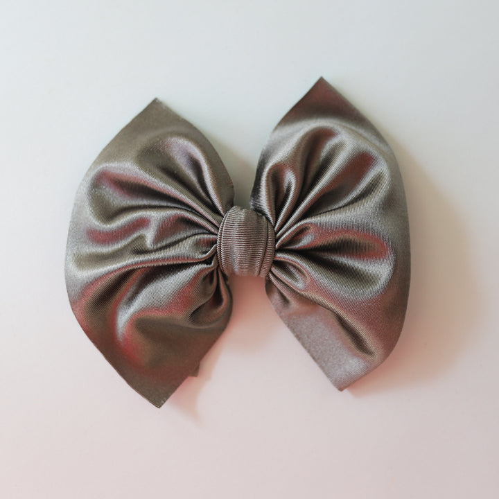 Taupe Satin Big + Skinny Bow