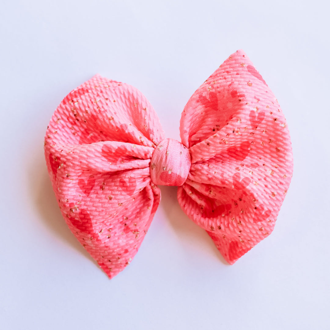 Festive Hot Pink Hearts Bow