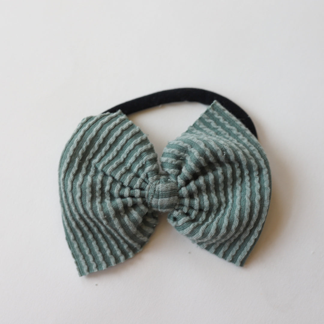 Green Cozy Ribbed Big + Skinny Bow