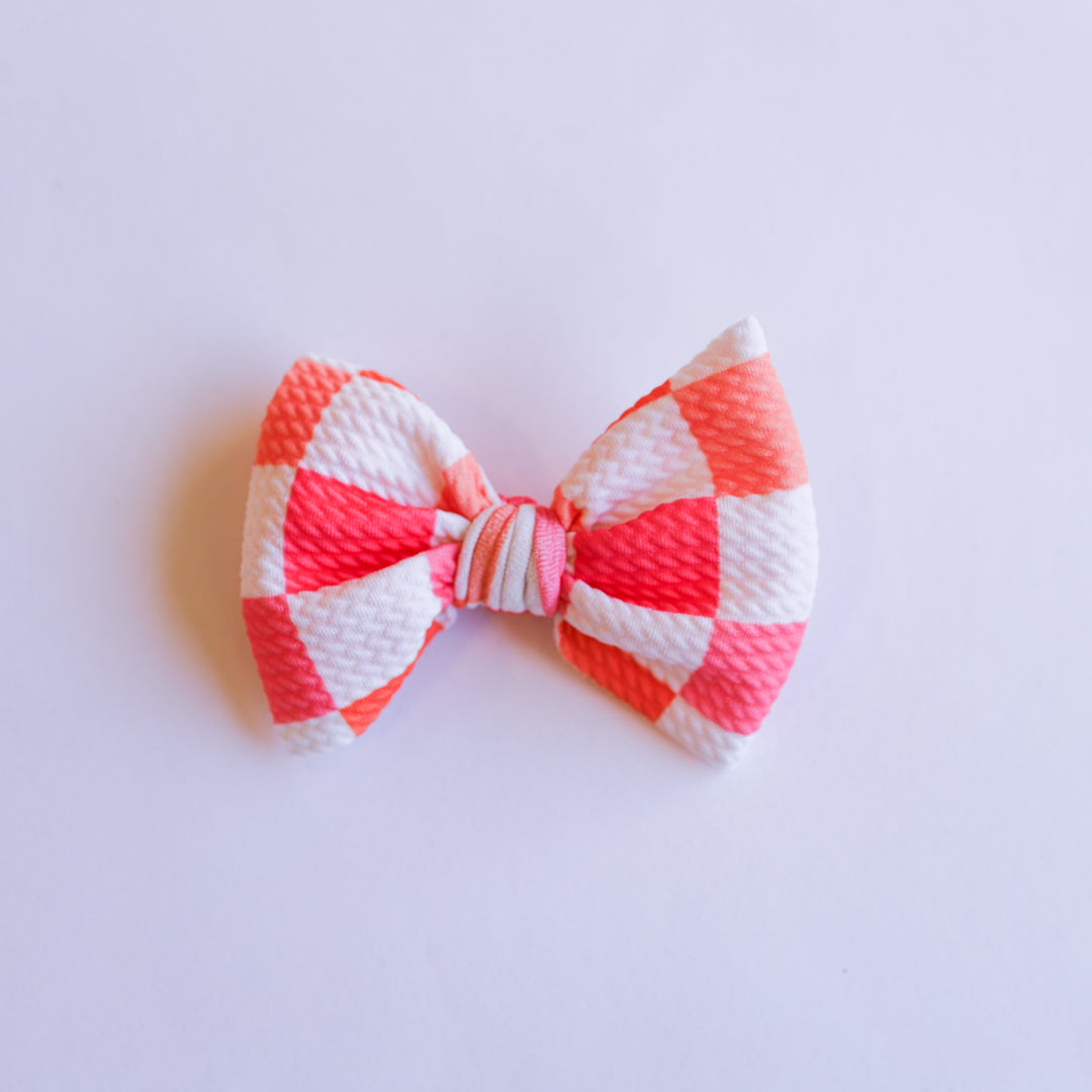 Red Peach Checkers Bow