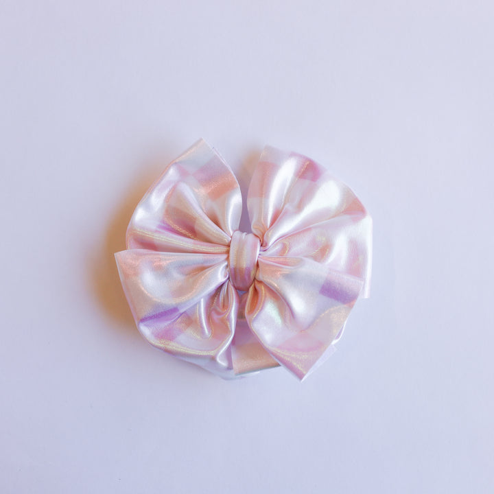 Shimmer Pink Checkers Bow