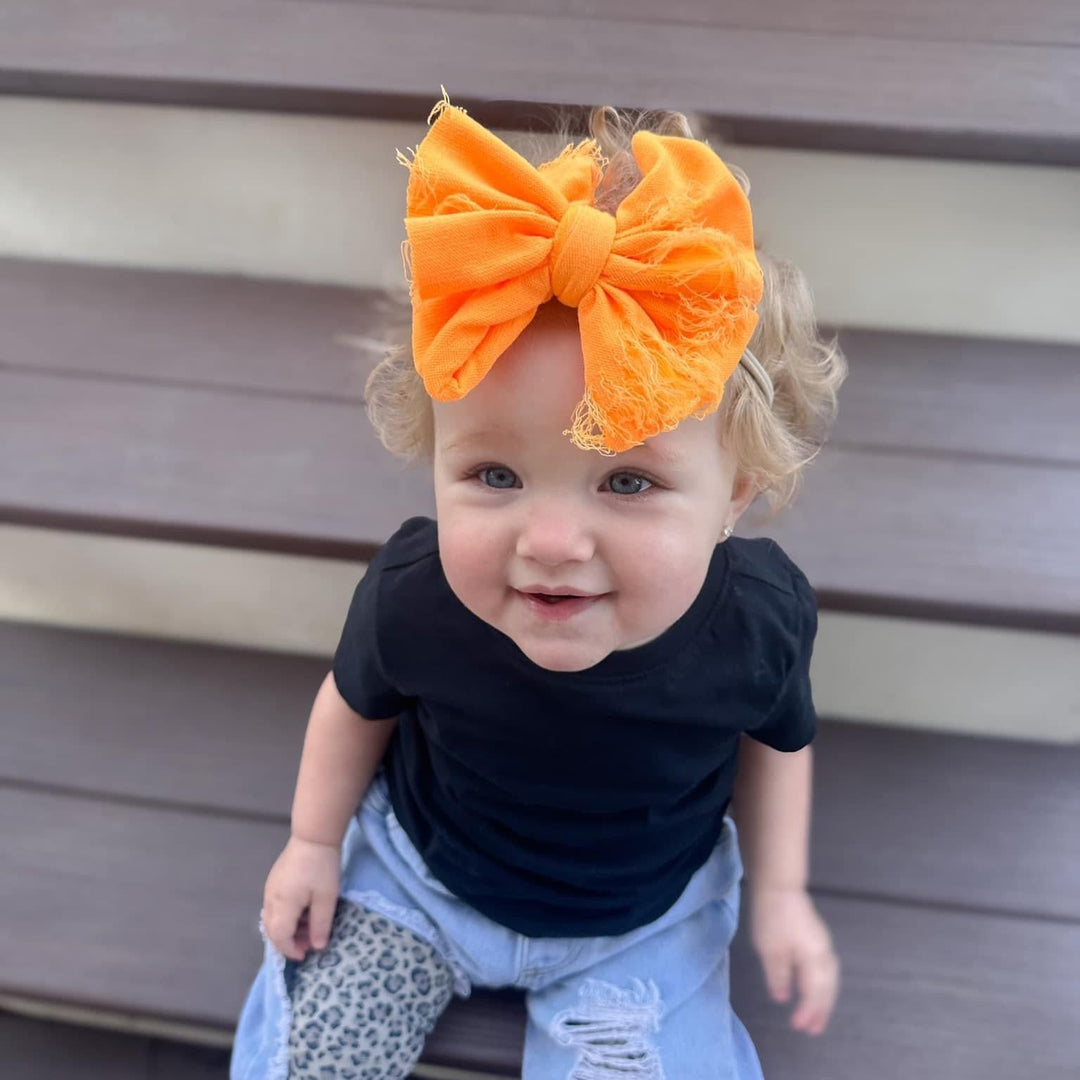 Neon Orange Distressed Bow