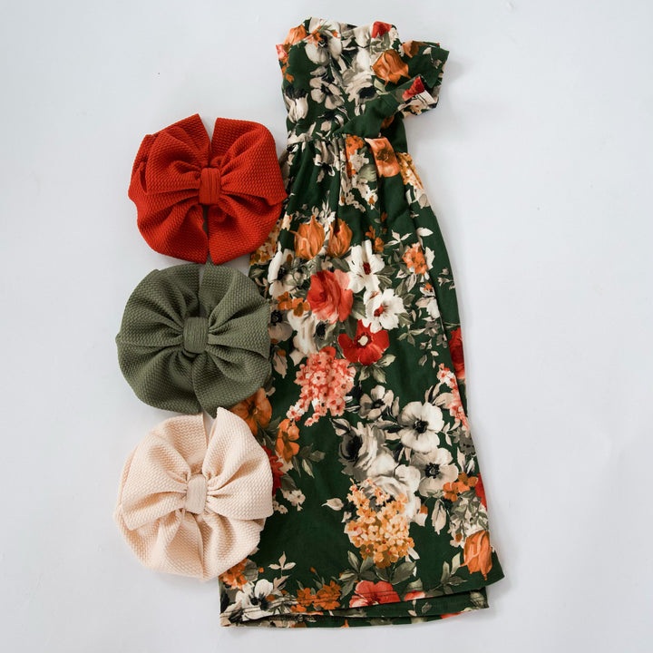 Olive Floral Midi Dress