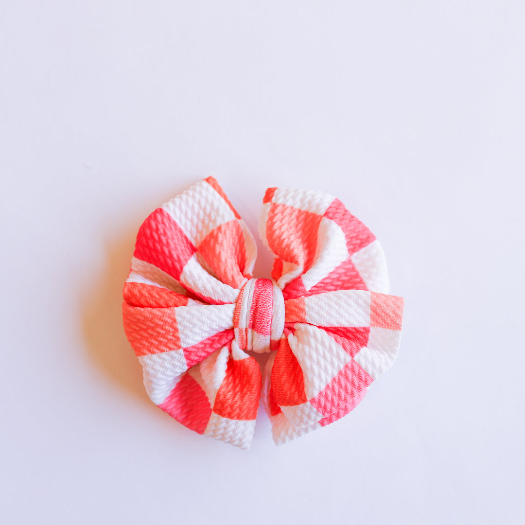 Red Peach Checkers Bow