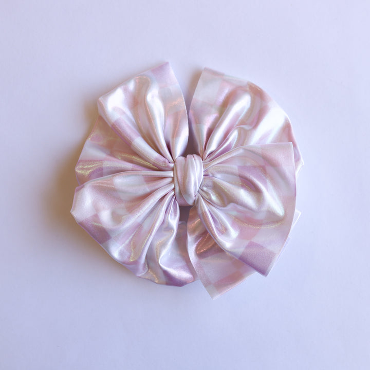 Shimmer Pink Checkers Bow