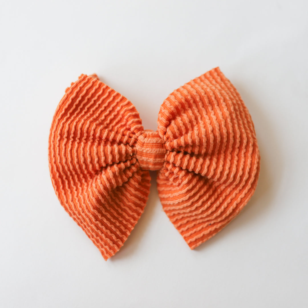 Pumpkin Cozy Ribbed Big + Skinny Bow