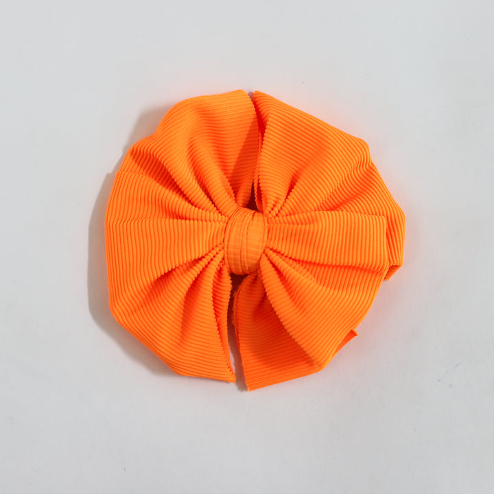 Orange Neon Ribbed Bow