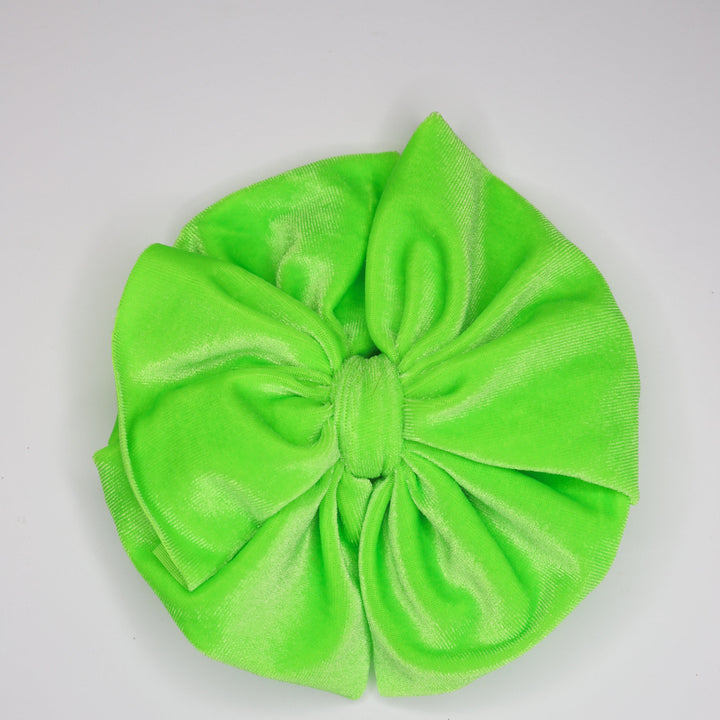 Lime Velvet Messy Bow