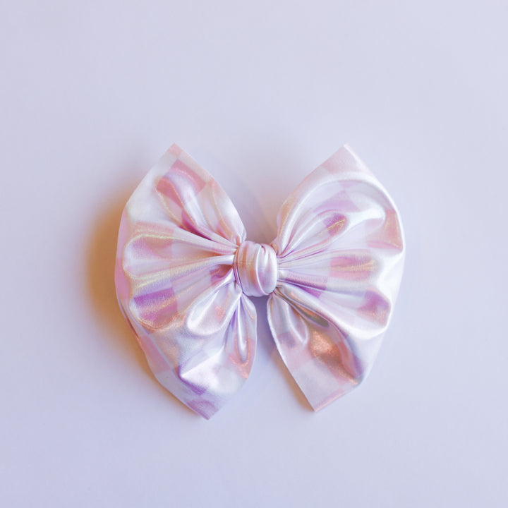 Shimmer Pink Checkers Bow