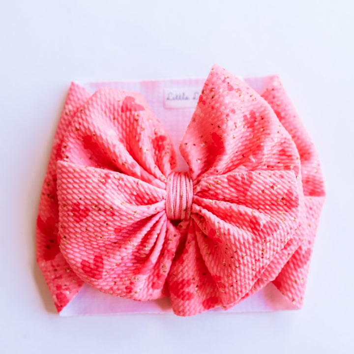 Festive  Hot Pink Hearts Headwrap