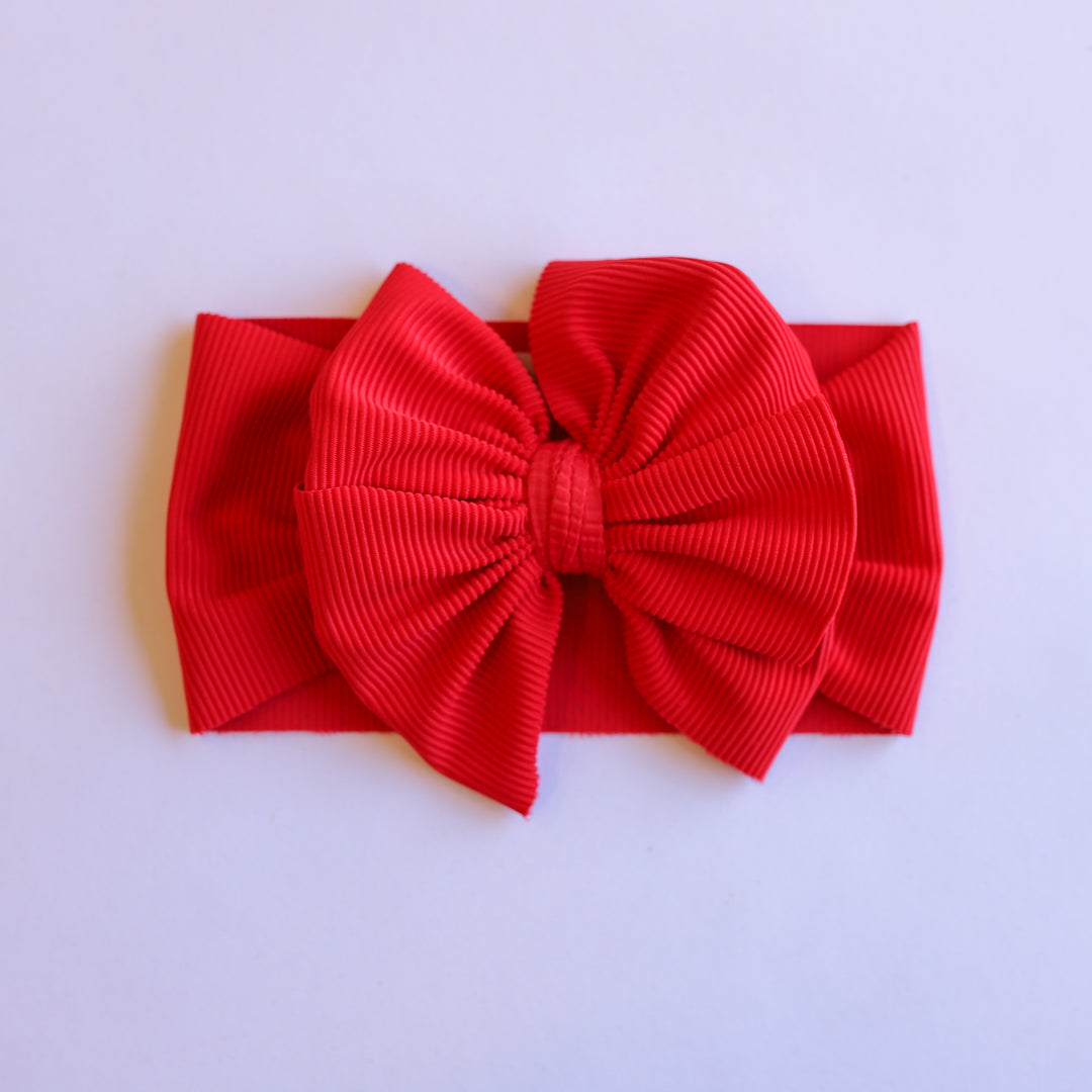 Red Ribbed Swim Headwrap