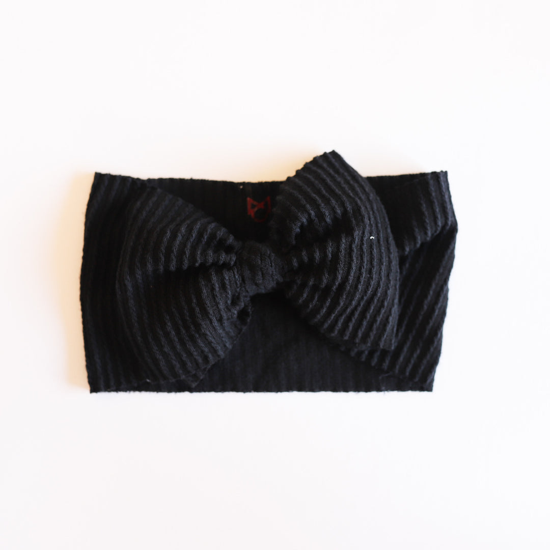 Black Ribbed Cozy Headwrap