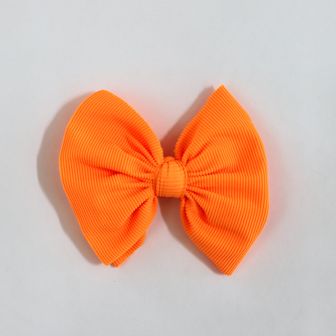 Orange Neon Ribbed Bow