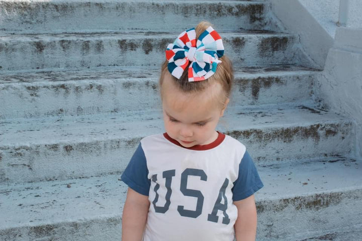 Red White and Blue Checkers Bow