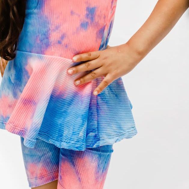 Tie Dye Peplum Biker Set