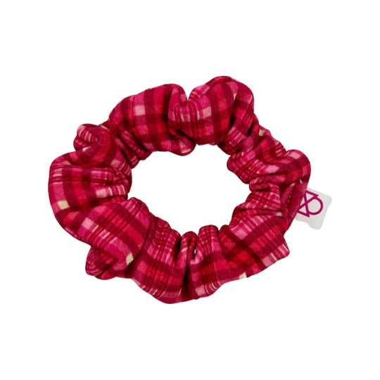 Pinky Plaid Scrunchie