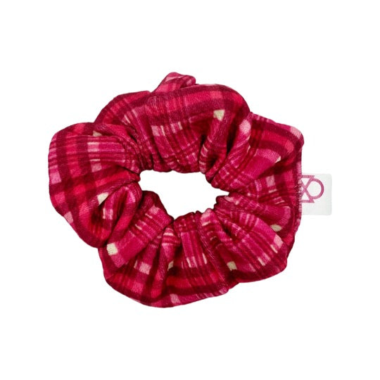 Pinky Plaid Scrunchie