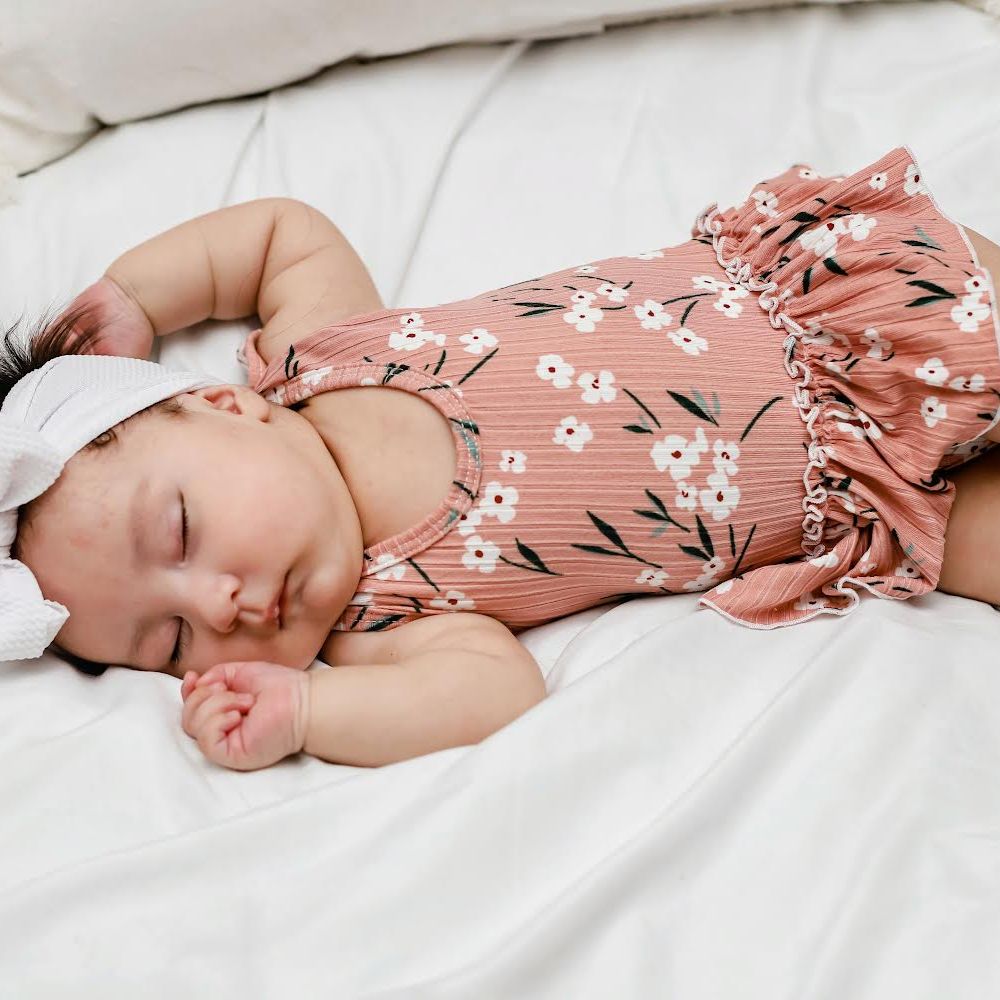 Mauve Floral Ruffled Leotard