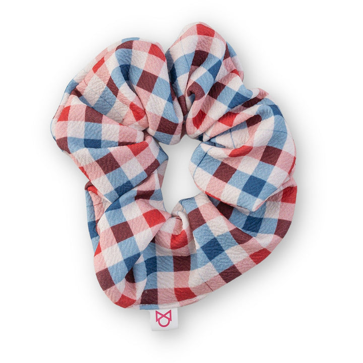 Red White Blue Gingham Scrunchie