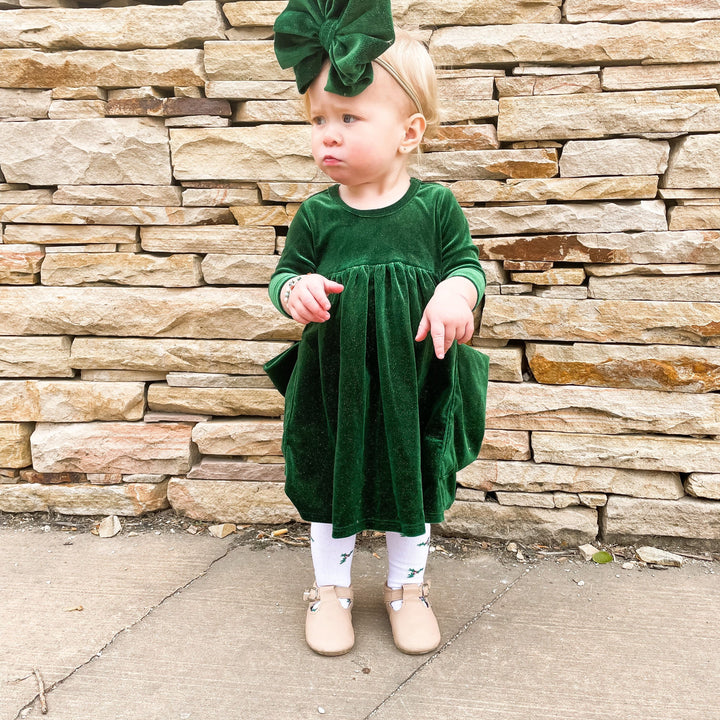 Sparkling Green Velvet Bucket Dress