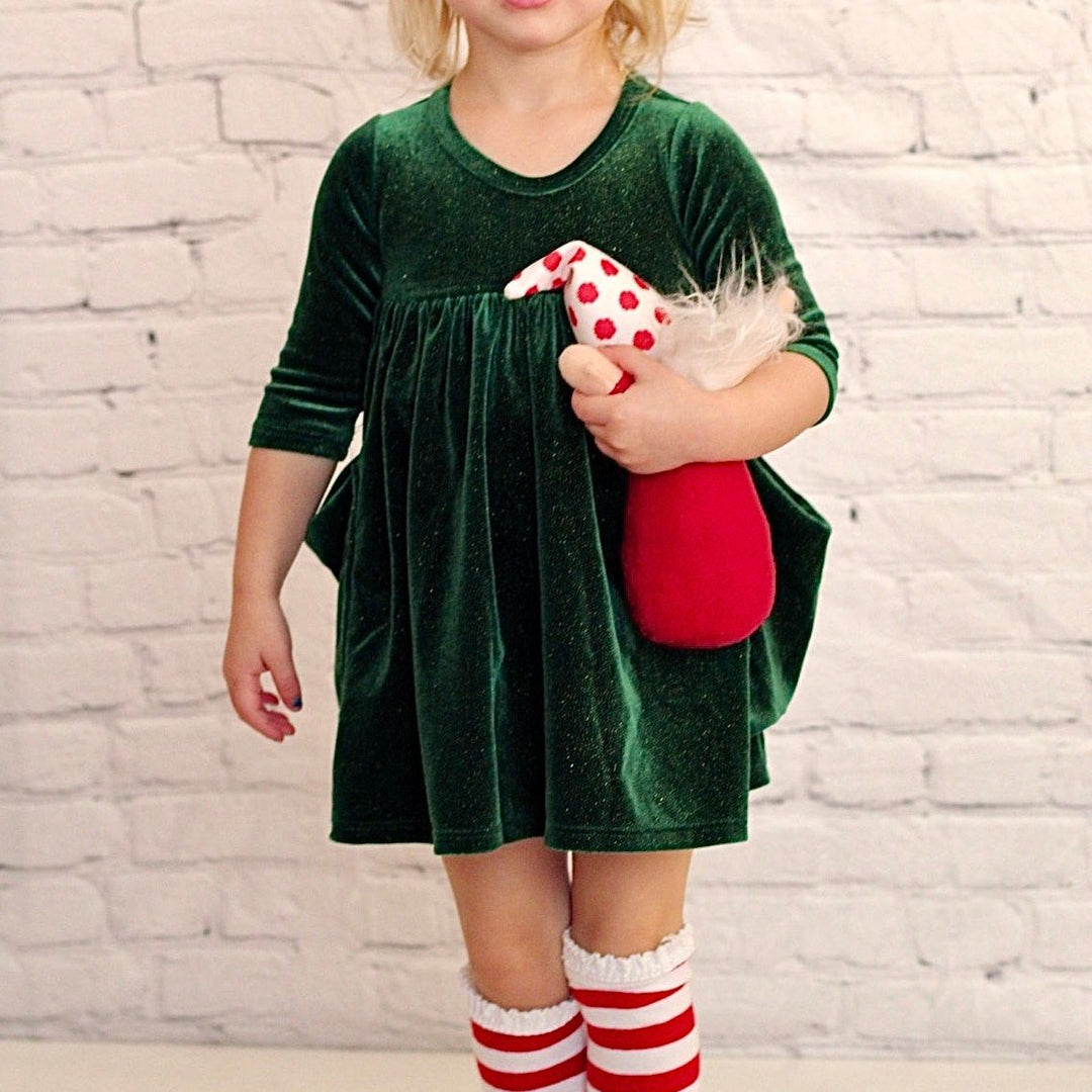 Sparkling Green Velvet Bucket Dress