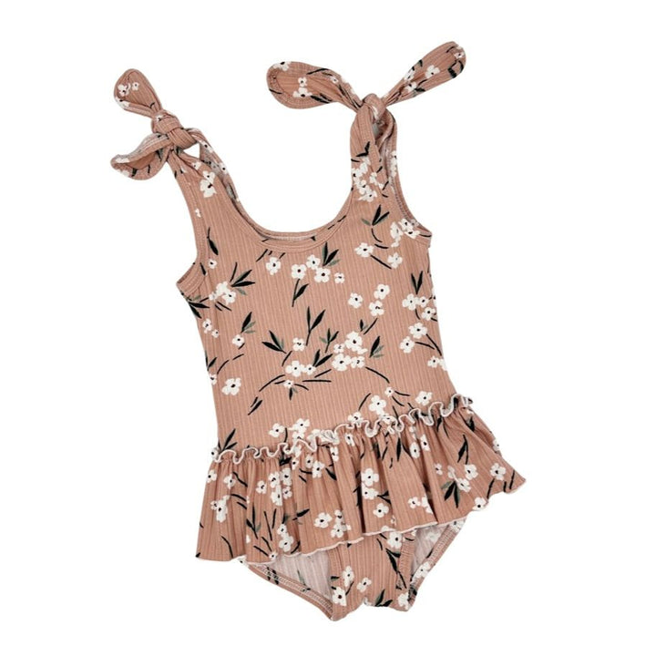 Mauve Floral Ruffled Leotard